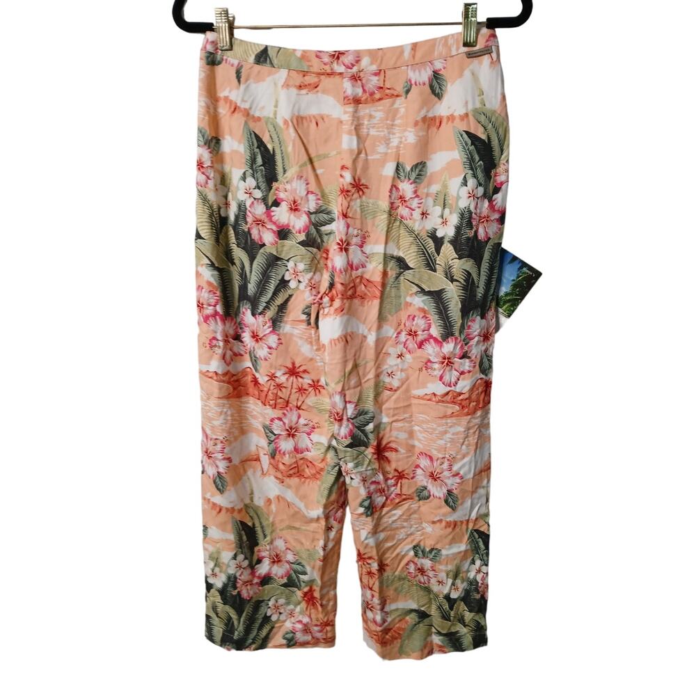 Exofficio South Pacific Capri pants Apricot Tropical Hibiscus 10 Coastal Travel - Picture 3 of 12